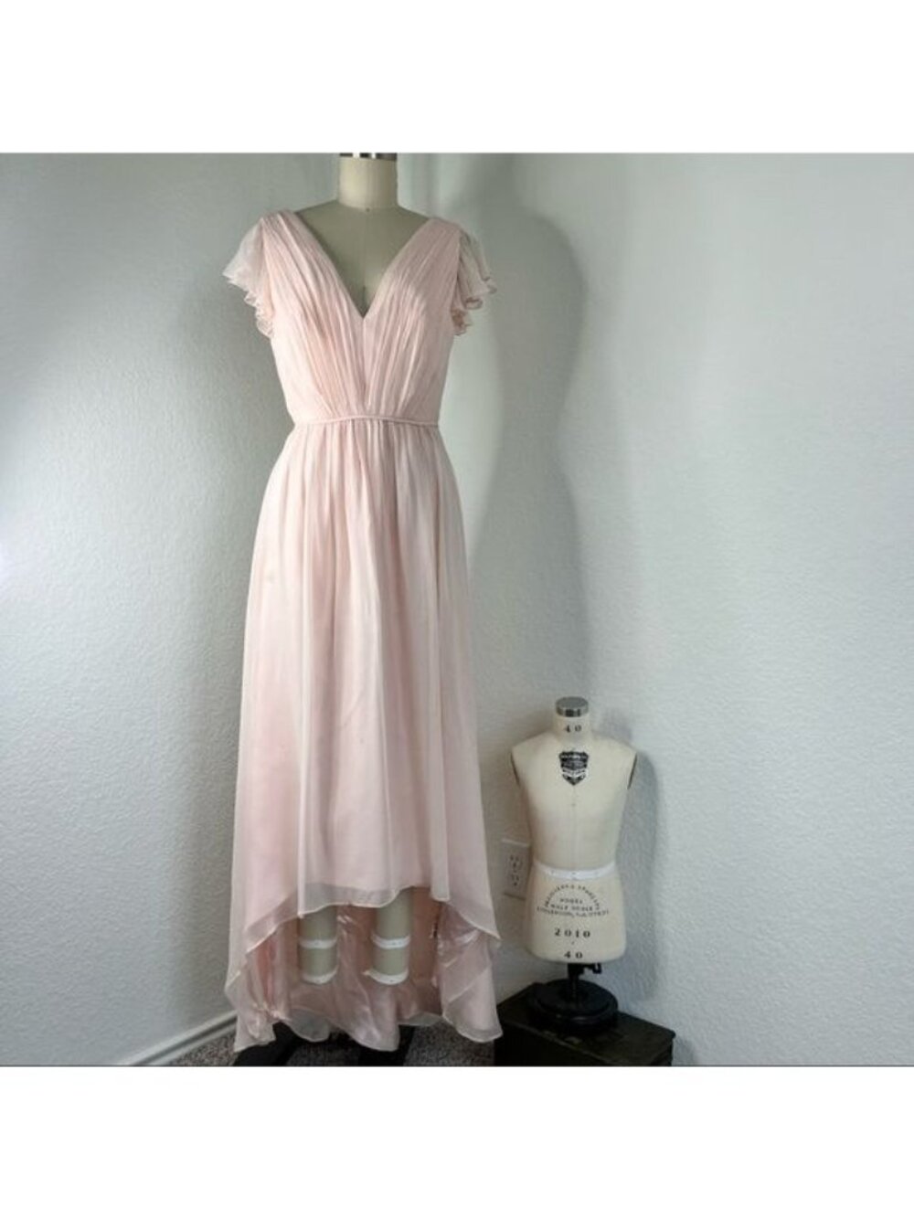 Jill Stuart Chiffon Ruffle Hi Lo Layered Bridesmaid Summer Wedding Dress